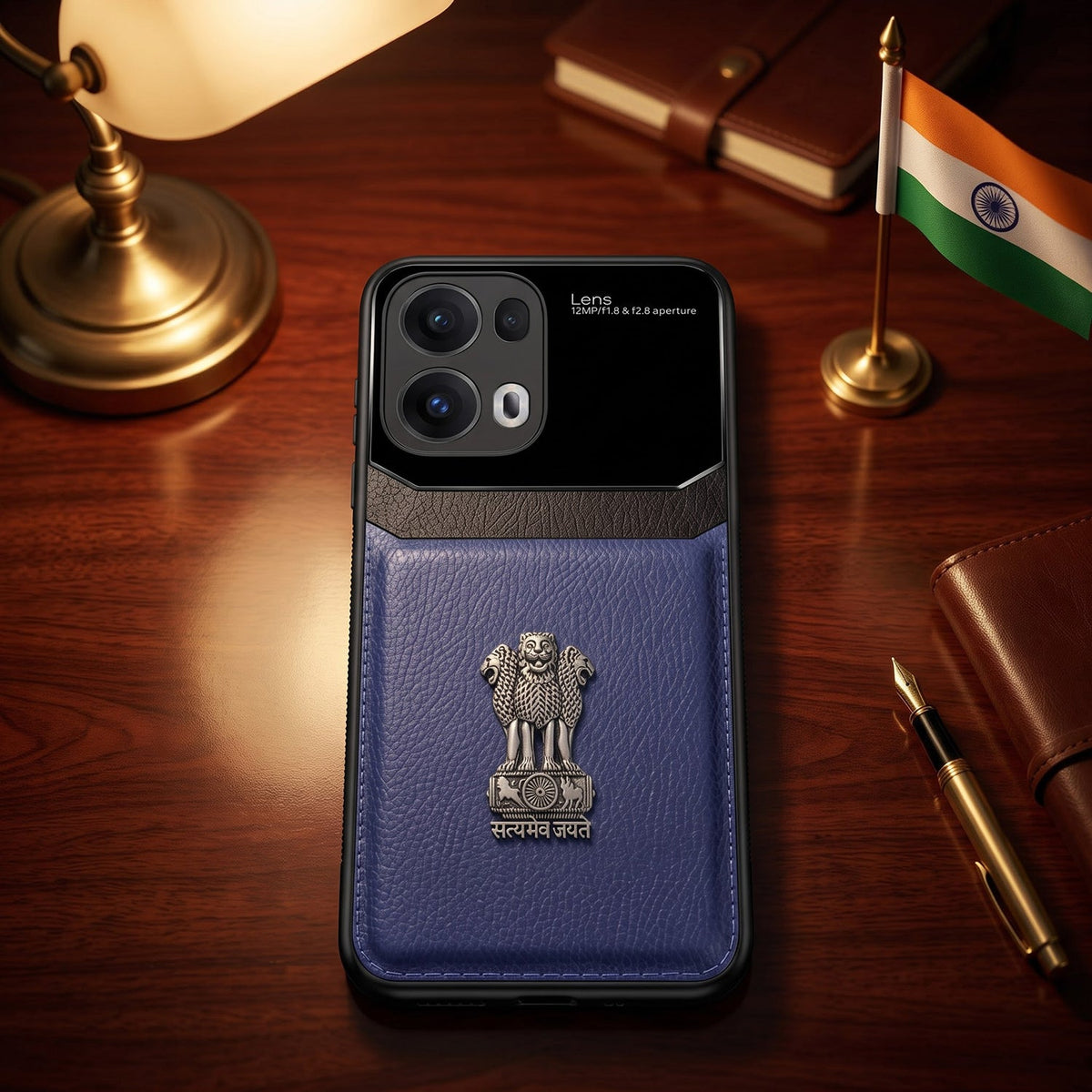 Oppo Reno 13 Pro 5G Satyamev Jayate 3D Metal Leather Back Case