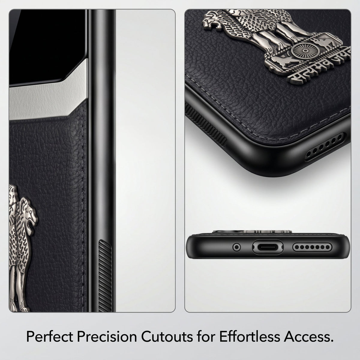 Oppo Reno 14 5G Satyamev Jayate 3D Metal Leather Back Case