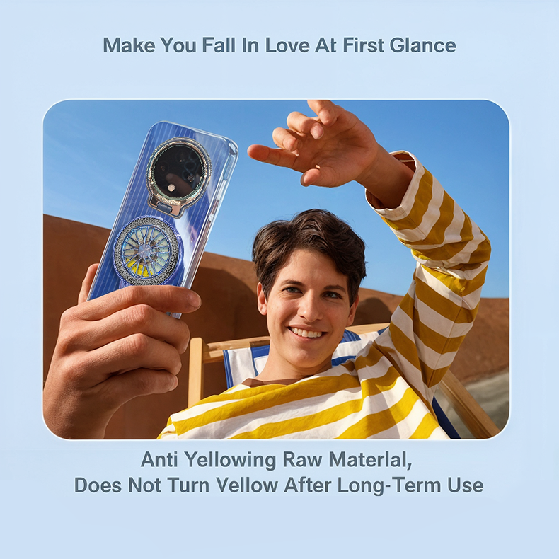 Close-up of camera lens protection wheel on Oppo F27 Pro+ hybrid case