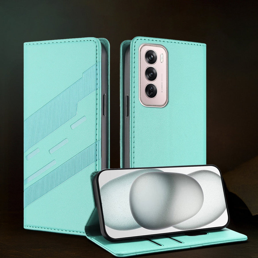 Oppo Reno 12 Pro 5G Magnetic Embossed Multi-Functional Wallet Retro PU Leather Flip Case