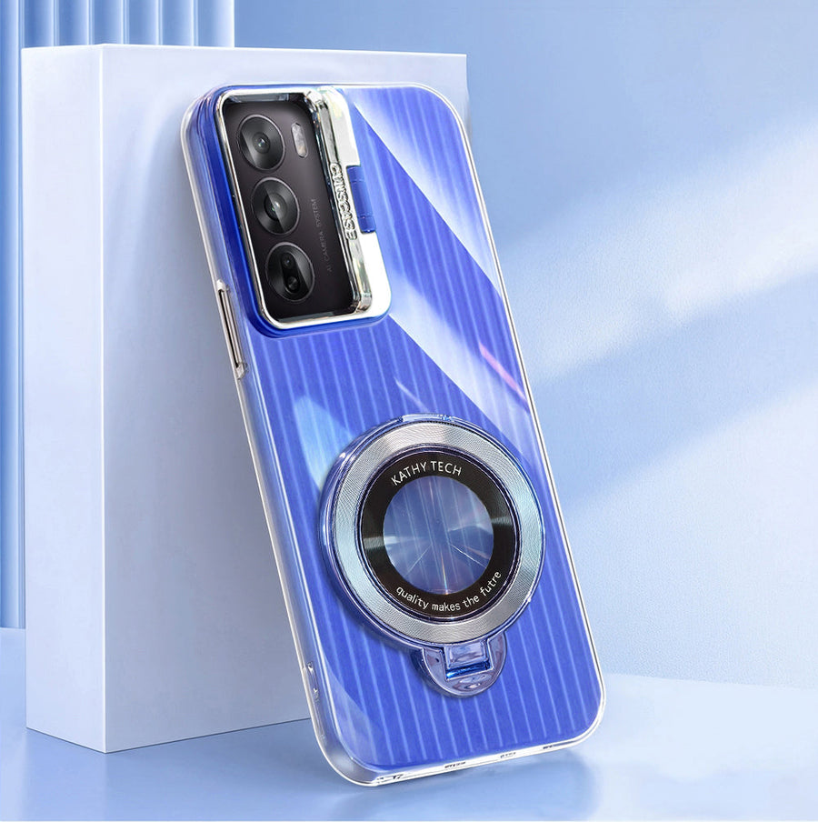 Oppo Reno 12 Pro 5G Luxury Dual Layer Hybrid Camera Magnifier Ring Stand Case