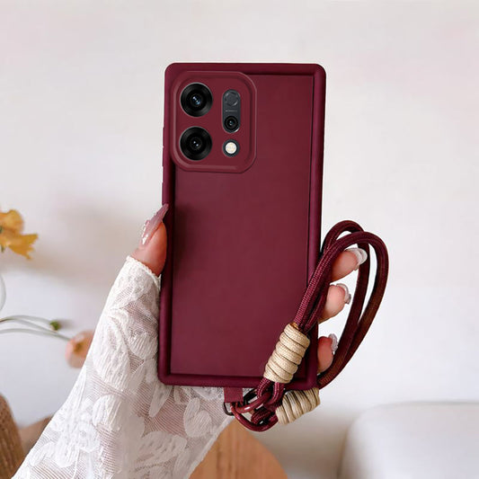 Oppo Reno 14 5G Luxury Silicone Matte Case with Wrist Strap