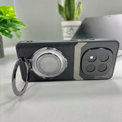 Redmi Note 14 Pro 5G Original Luxury Leather Lens Magnifier Ring Stand Case