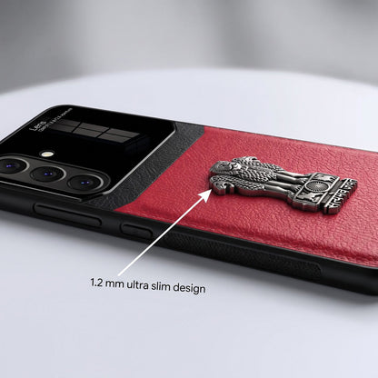 Samsung Galaxy A57 5G Satyamev Jayate 3D Metal Leather Back Case