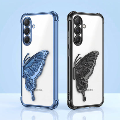 Samsung Galaxy A16 5G Premium Butterfly Glitter Stand Transparent Shockproof Airbag Phone Case