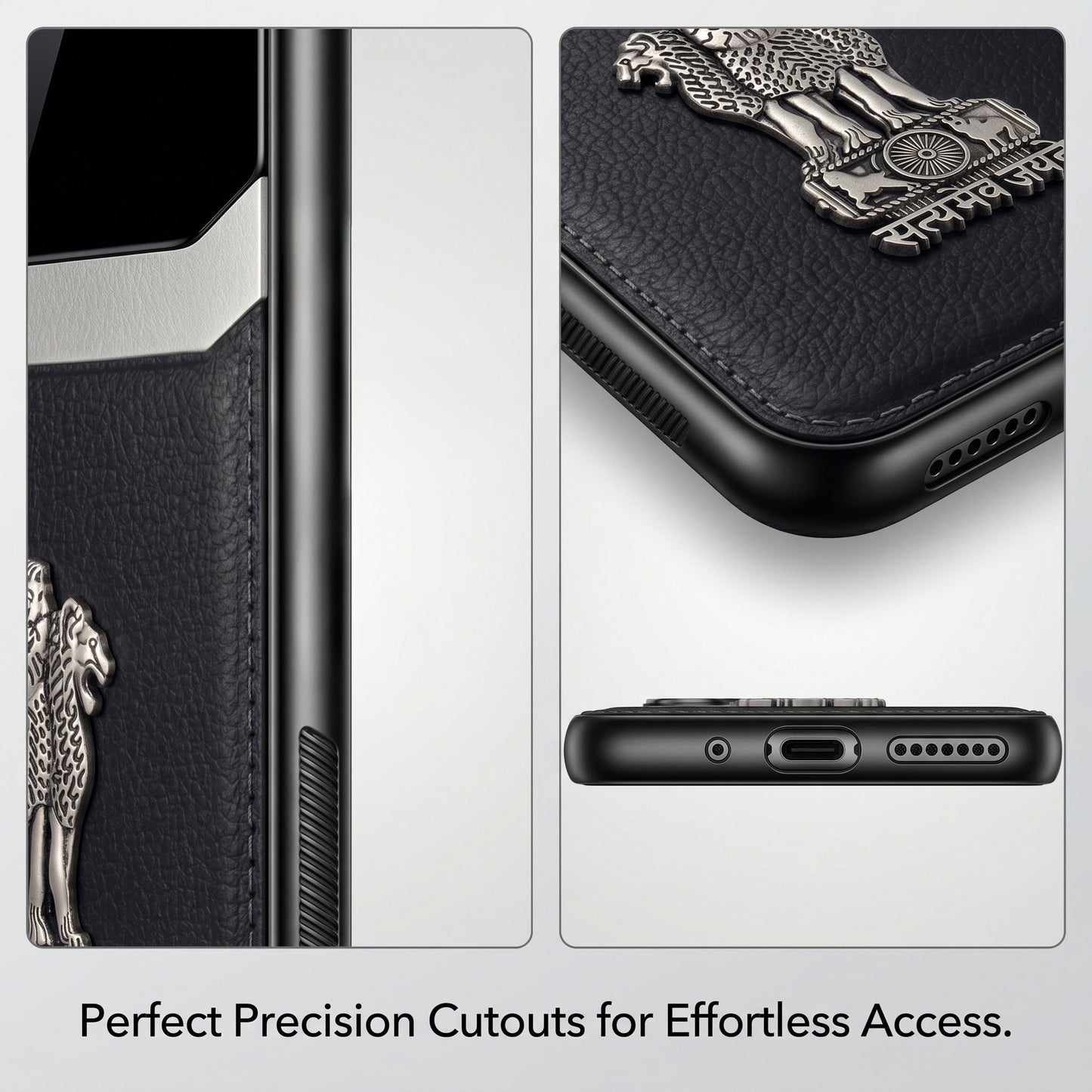 Galaxy A16 5G Satyamev Jayate 3D Metal Leather Back Case
