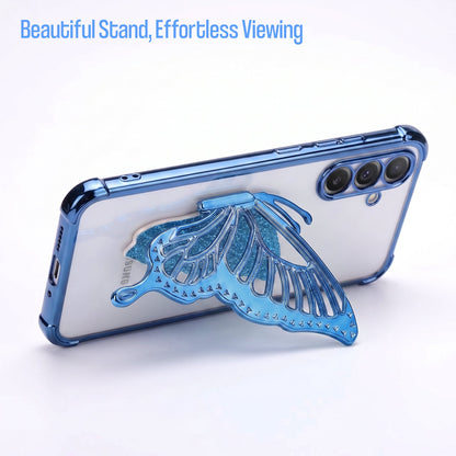 Samsung Galaxy A16 5G Premium Butterfly Glitter Stand Transparent Shockproof Airbag Phone Case