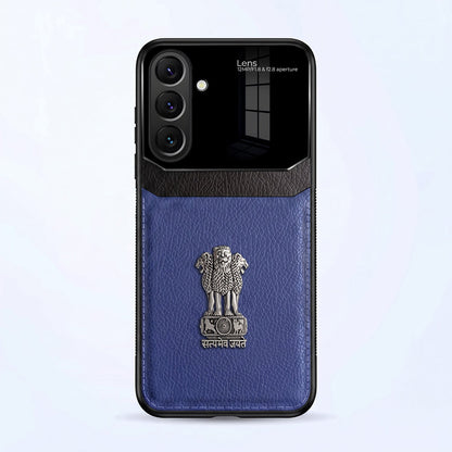 Samsung Galaxy A37 5G Satyamev Jayate 3D Metal Leather Back Case
