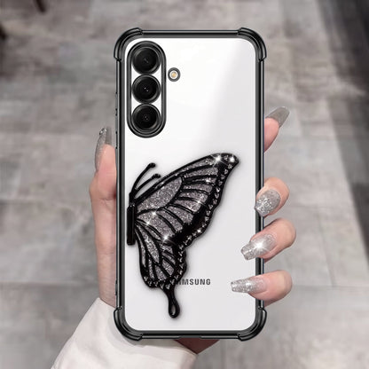 Samsung Galaxy A36 5G Premium Butterfly Glitter Stand Transparent Shockproof Airbag Phone Case