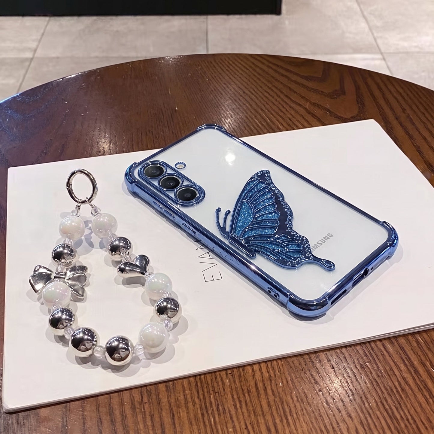Samsung Galaxy A16 5G Premium Butterfly Glitter Stand Transparent Shockproof Airbag Phone Case