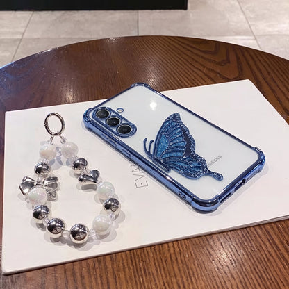 Samsung Galaxy A16 5G Premium Butterfly Glitter Stand Transparent Shockproof Airbag Phone Case