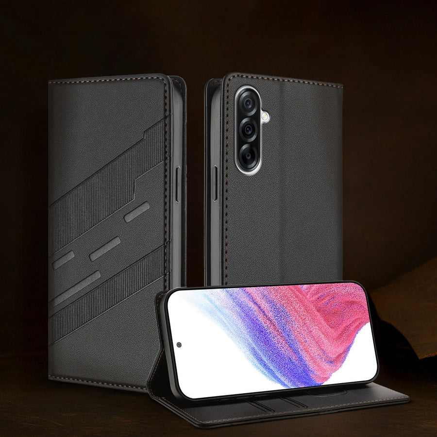 Samsung Galaxy A56 5G Retro PU Leather Magnetic Wallet Flip Case with Charm Strap