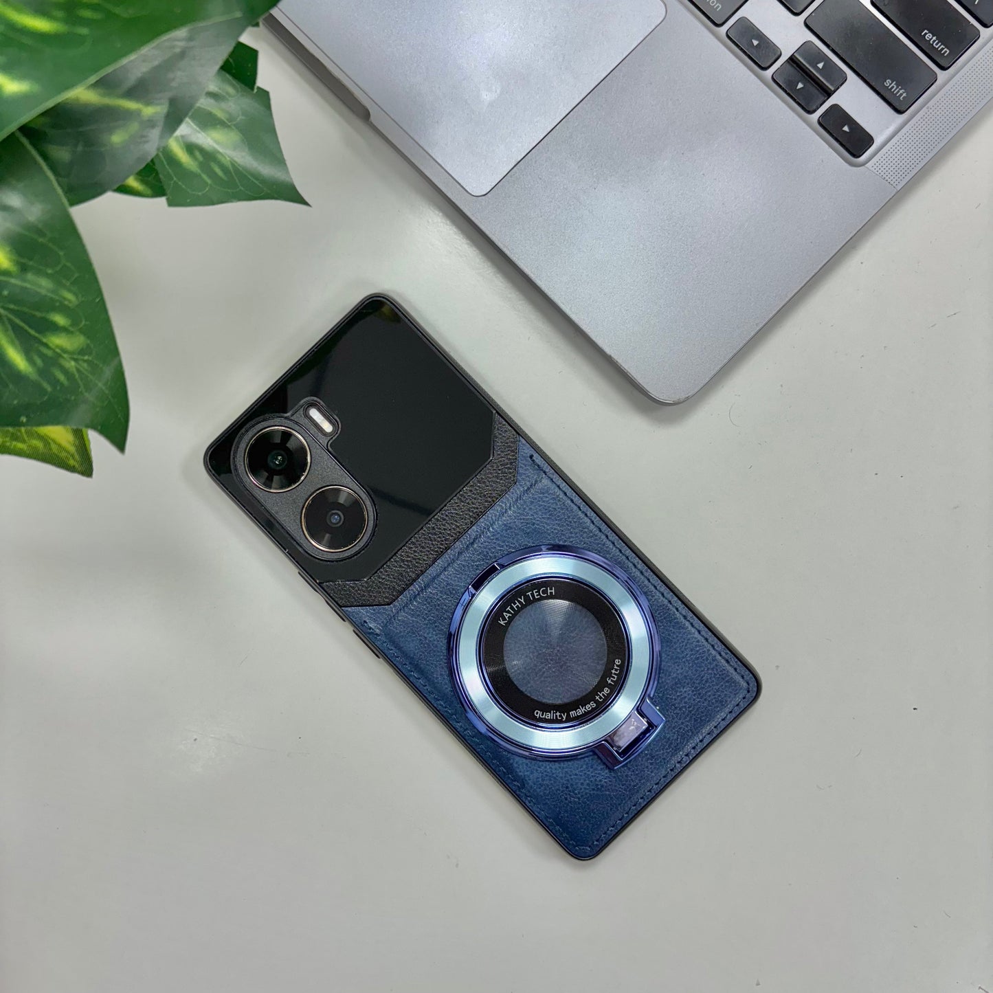 Vivo V29e 5G Original Luxury Leather Lens Magnifier Ring Stand Case