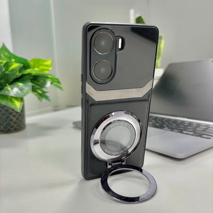Vivo V29e 5G Original Luxury Leather Lens Magnifier Ring Stand Case