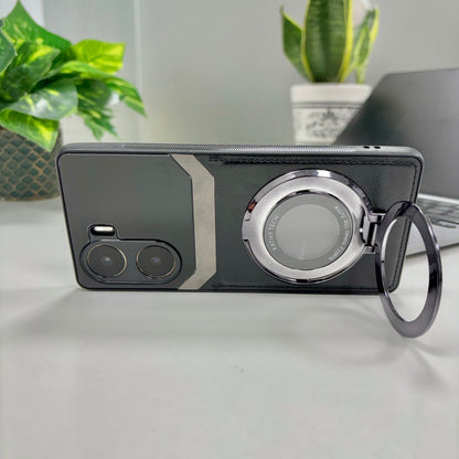 Vivo V29e 5G Original Luxury Leather Lens Magnifier Ring Stand Case
