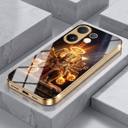 Vivo V60e 5G Lord Narasimha Gold Electroplated Glass Phone Back Case