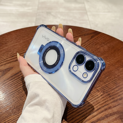 Vivo T5x 5G Original Luxury Magnifier Ring Stand Shockproof Airbags Corner Case