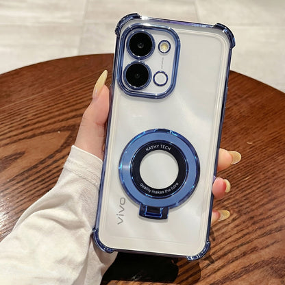 Vivo T5x 5G Original Luxury Magnifier Ring Stand Shockproof Airbags Corner Case
