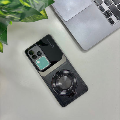 Vivo V30 Pro 5G Original Luxury Leather Lens Magnifier Ring Stand Case