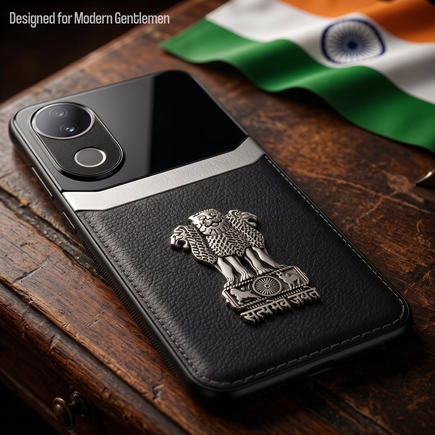 Vivo V50 5G Satyamev Jayate 3D Metal Leather Back Case
