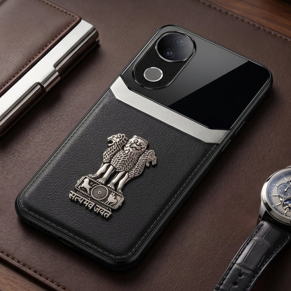 Vivo V50 5G Satyamev Jayate 3D Metal Leather Back Case