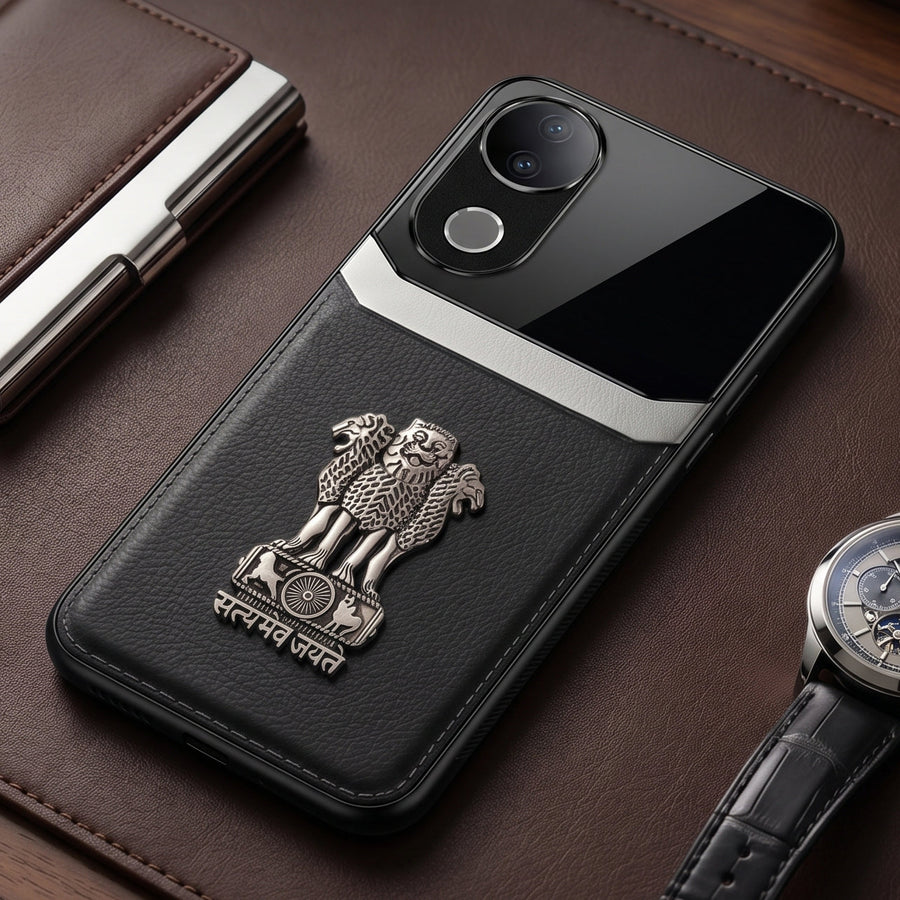 Vivo V50 5G Satyamev Jayate 3D Metal Leather Back Case