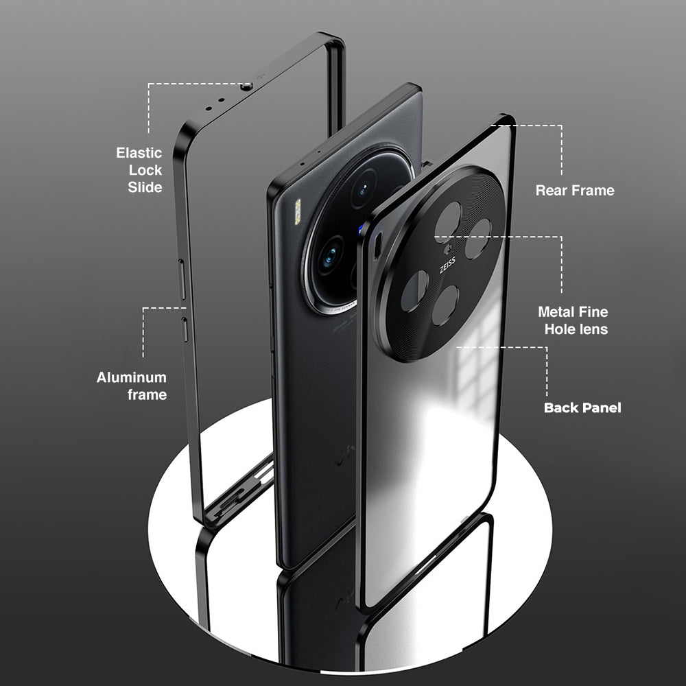 Vivo X300 5G Aluminium Metal Bumper Shield Transparent Back Case