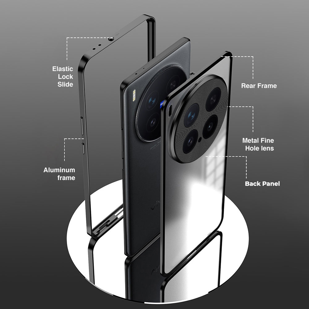 Vivo X300 Pro 5G Aluminium Metal Bumper Shield Transparent Back Case