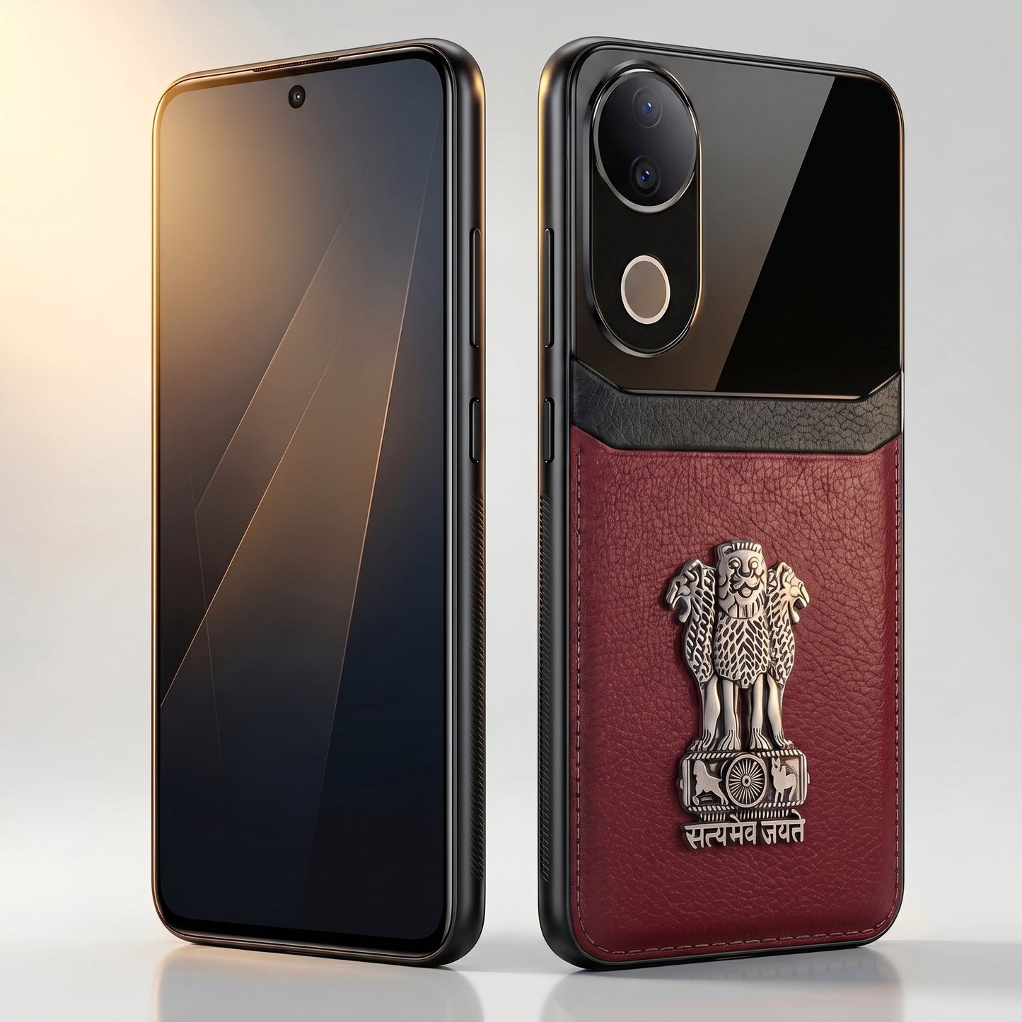 Vivo V50 5G Satyamev Jayate 3D Metal Leather Back Case