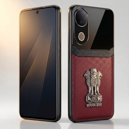 Vivo V50 5G Satyamev Jayate 3D Metal Leather Back Case