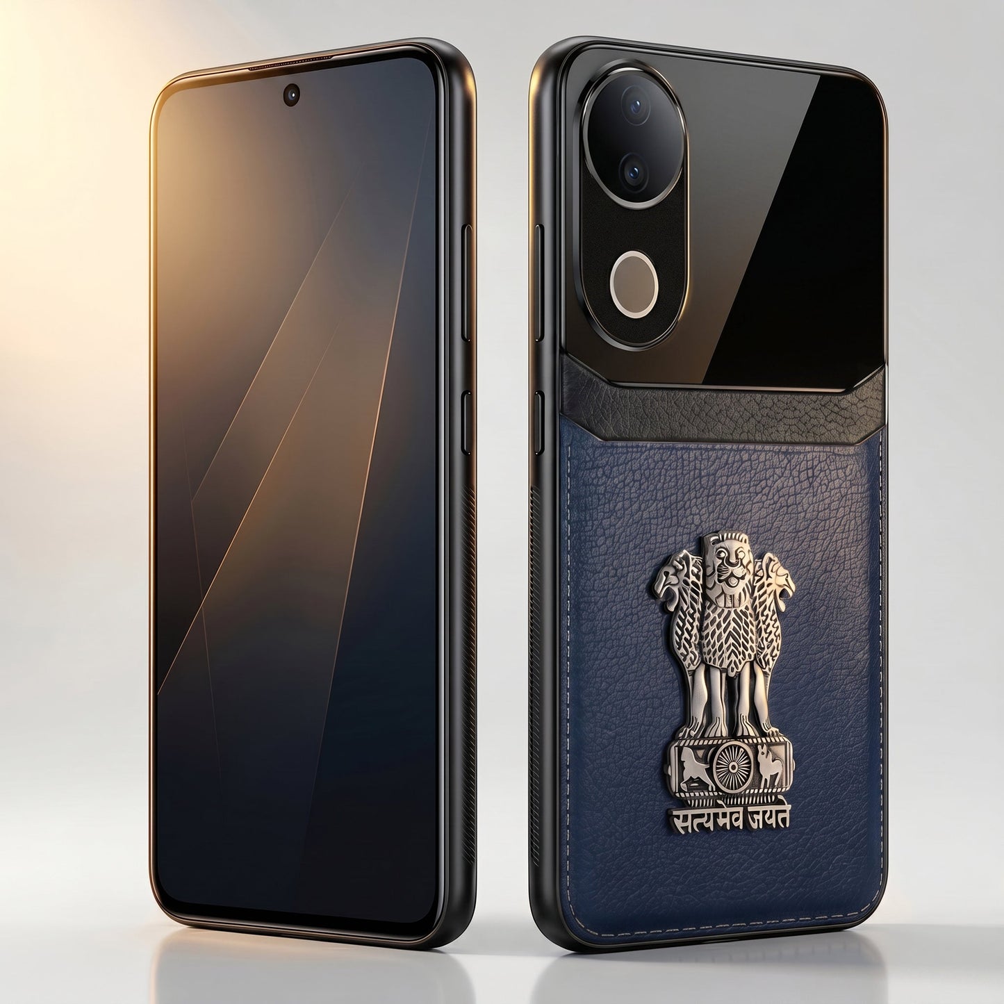 Vivo V50 5G Satyamev Jayate 3D Metal Leather Back Case