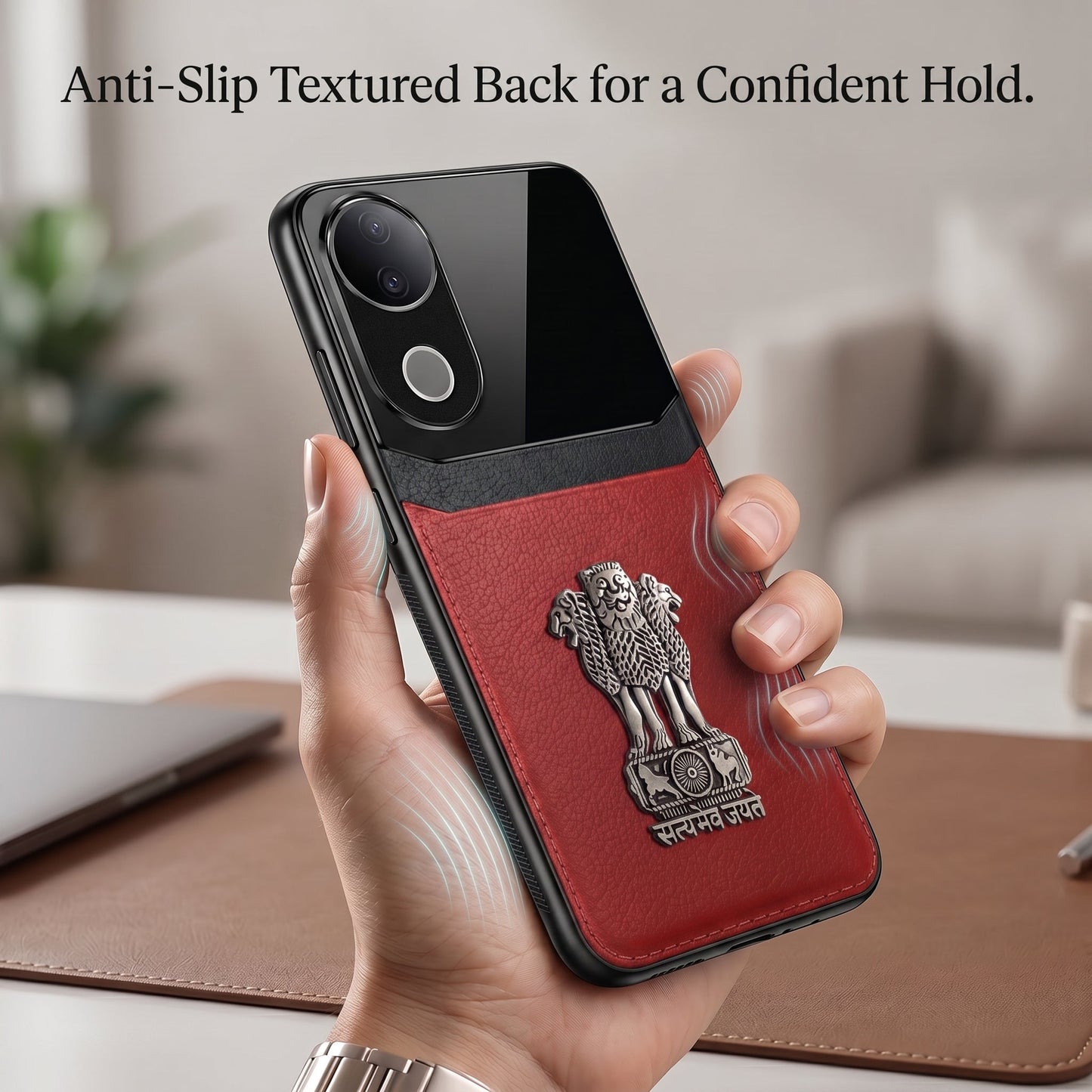Vivo V50 5G Satyamev Jayate 3D Metal Leather Back Case