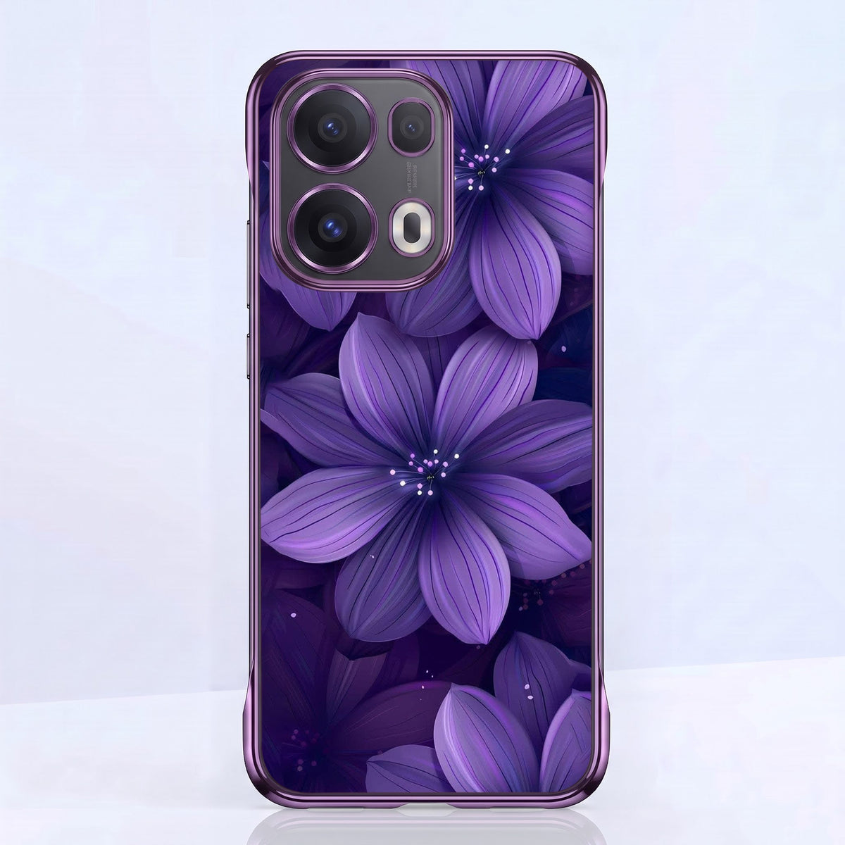 Oppo Reno 13 Pro 5G Royal Petals Purple Printed  Frameless Back Case