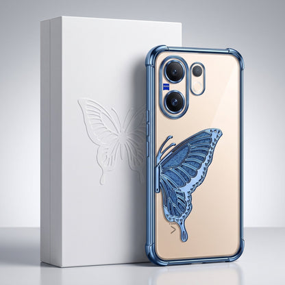 Vivo V60 5G Premium Butterfly Glitter Stand Transparent Shockproof Airbag Phone Case