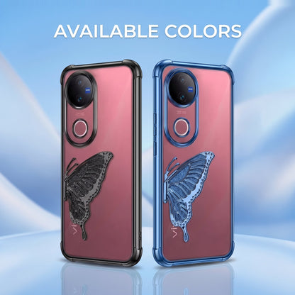 Vivo V50 5G Premium Butterfly Glitter Stand Transparent Shockproof Airbag Phone Case