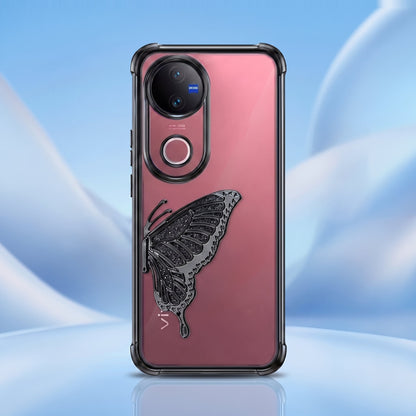Vivo V50 5G Premium Butterfly Glitter Stand Transparent Shockproof Airbag Phone Case