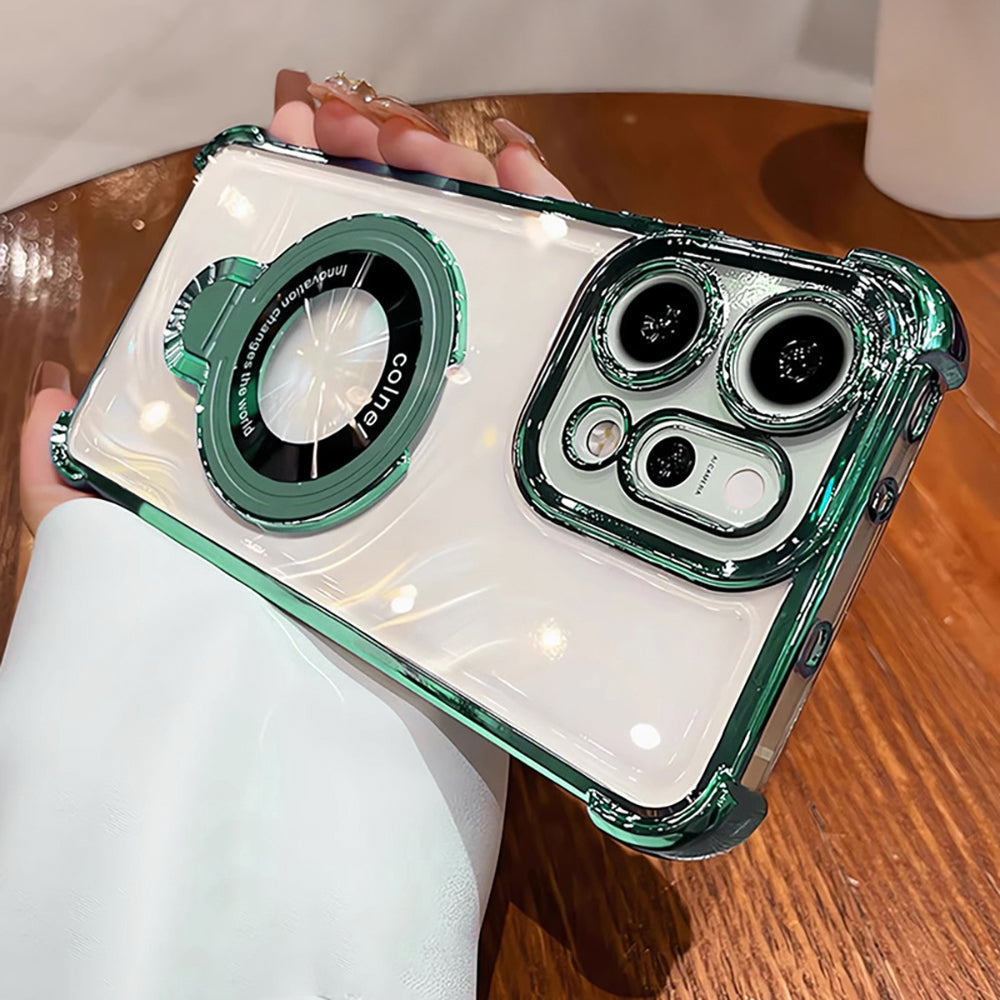 Oppo Reno 14 5G Phone case with green accents held by a person on a wooden surface