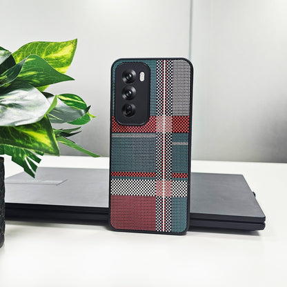 Oppo Reno12 5G Luxury Grid Pattern Glass Back Shockproof Case