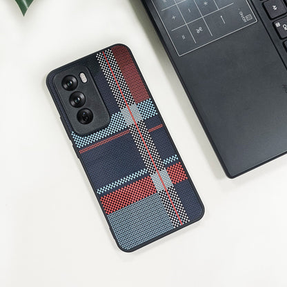 Oppo Reno12 5G Luxury Grid Pattern Glass Back Shockproof Case
