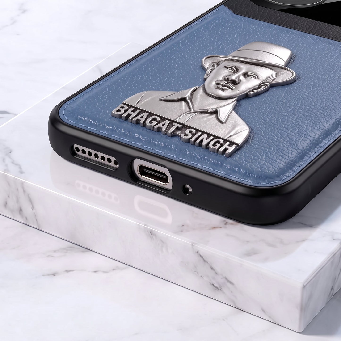 Oppo Reno 10 5G Shaheed Bhagat Singh 3D Metal Leather Back Case