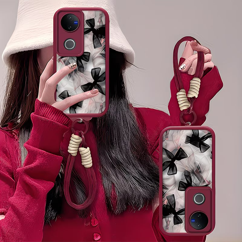 Vivo V50 5G Elegant Bowknot with Wrist Strap Phone Case