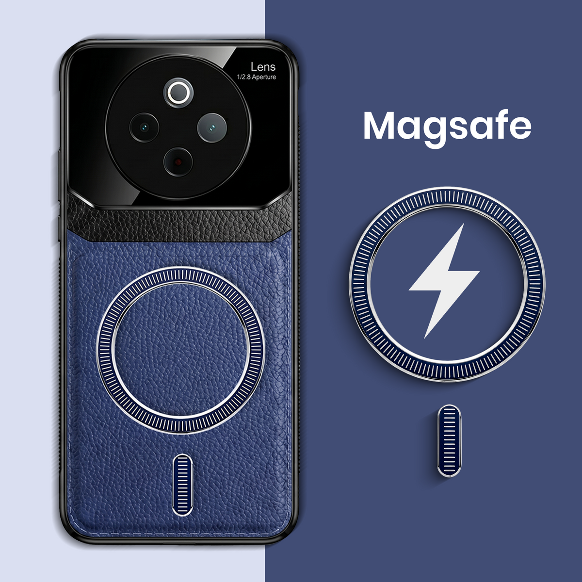 Vivo T4 5G Premium Magsafe Magnetic Leather Lens Protective Case