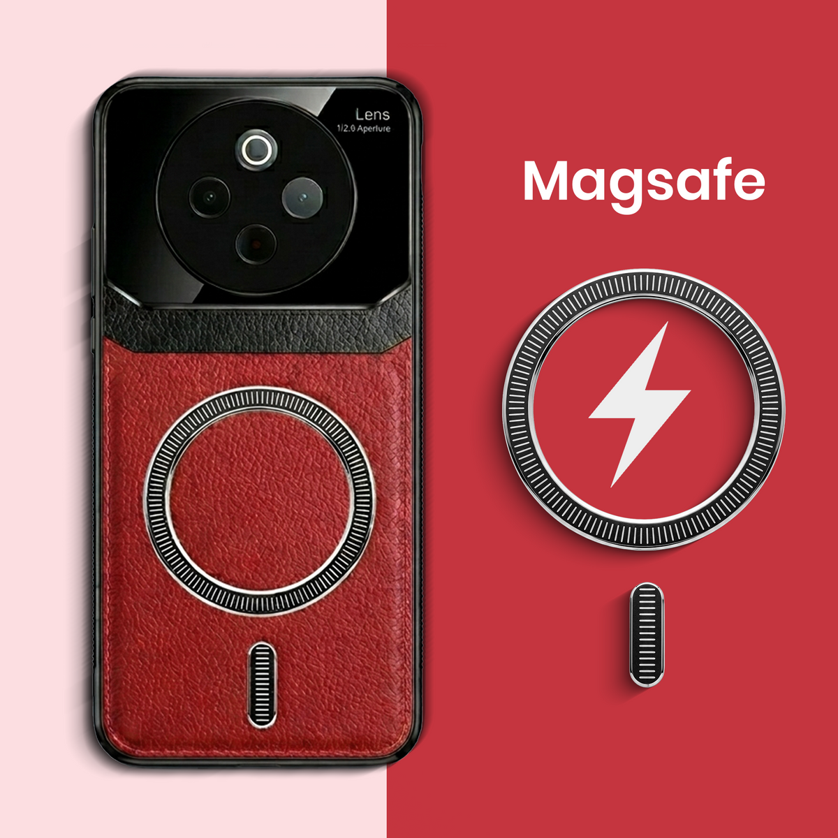Vivo T4 5G Premium Magsafe Magnetic Leather Lens Protective Case